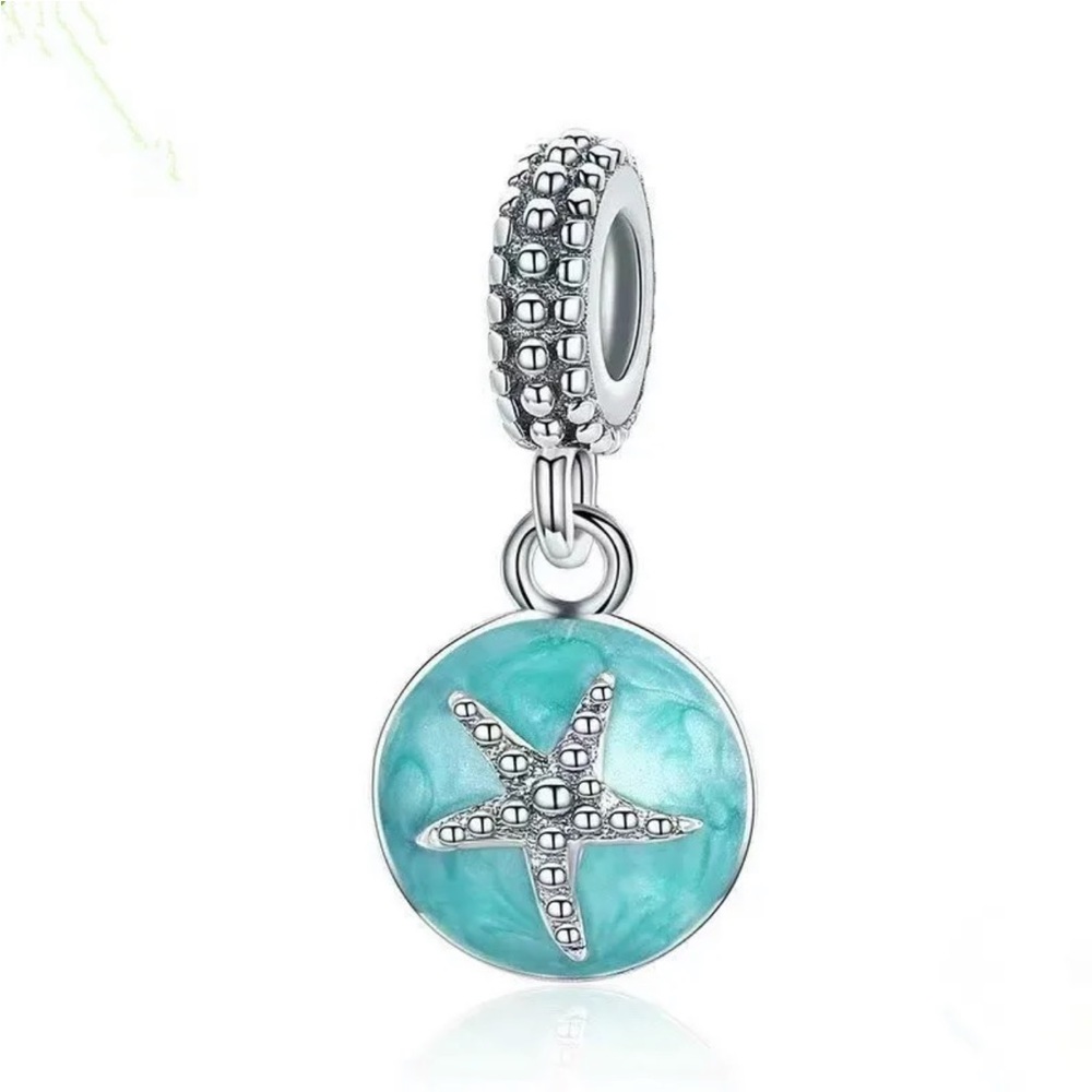 NEW•Silver and Aqua Starfish DIY charm